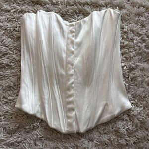Women’s Zara Ivory Satin Hook & Eye Boned Corset Size 2 XS